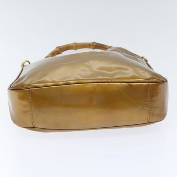 GUCCI Bamboo Hand Bag Enamel 2way Gold Tone Gold 001 1014 1638 0 Auth 93035 - Picture 3 of 16